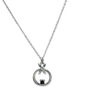 Elegant Red Gemstone Infinity Circle Pendant Necklace Silver Tone Jewelry Women